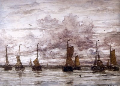 Ships at Anchor by Hendrik Willem Mesdag